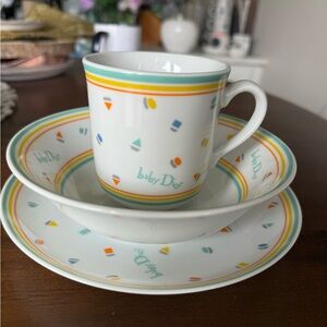 BABY DIOR FINE CHINA PETIT BATEAU MADE IN JAPAN CHILD'S CUP BOWL PLATE DISH SET